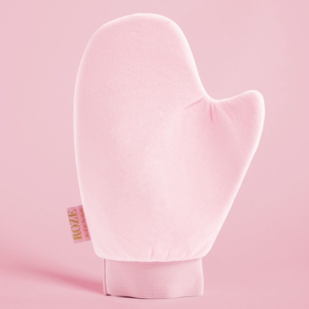 różowa rękawica do aplikacji samoopalacza roze avenue