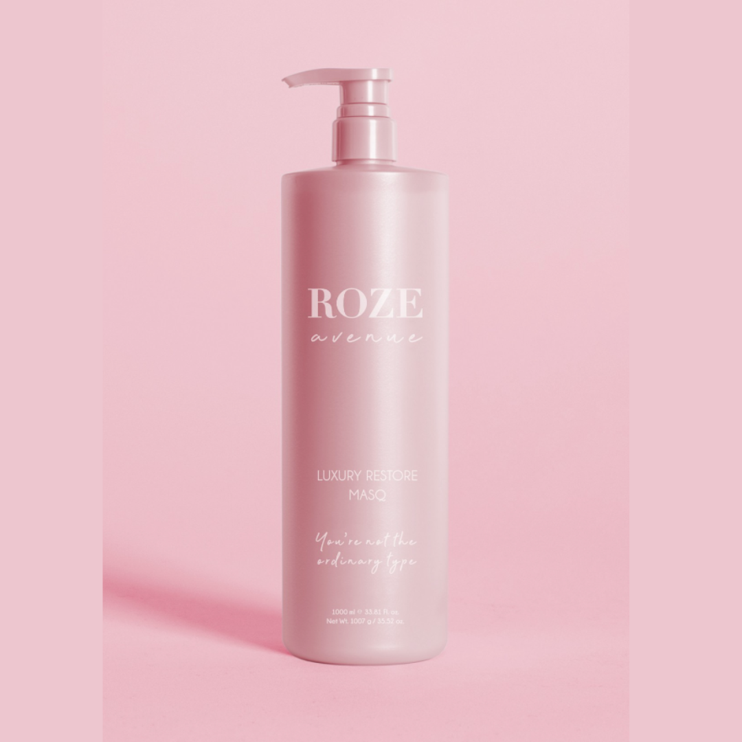 roze luxury restore masq 1000 ml na różowym tle
