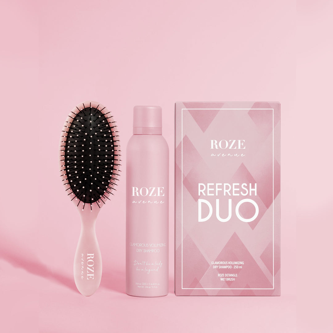 zestaw suchy szampon + szczotka wet brush roze avenue
