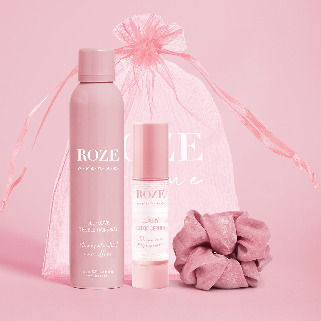 zestaw lakier do włosów + olejek + gumka do włosów roze avenue